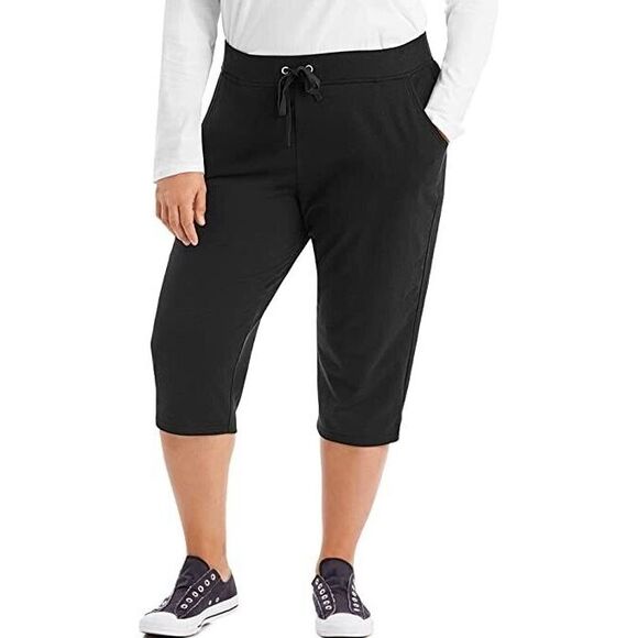 Just My Size Capris, Size 4x, Black,‎ Wide Waistband, Drawstring, Pockets - Picture 1 of 2